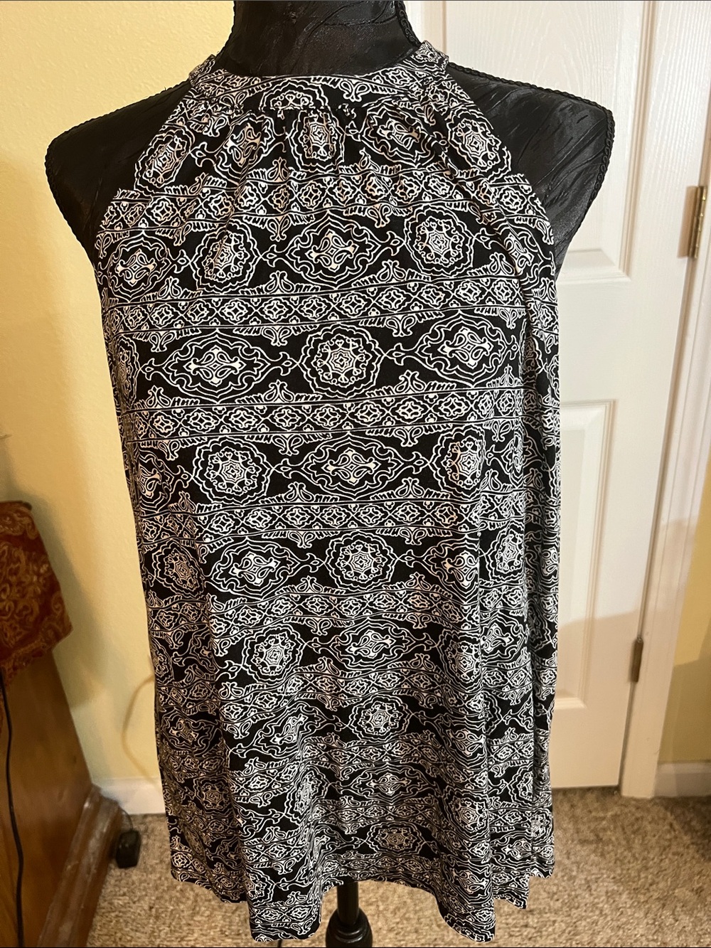 LOFT Black and White Printed Halter Tunic